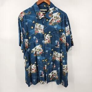 Batik Bay Men's XXL Hawaiian Shirt Patriotic American Flag Tropical USA